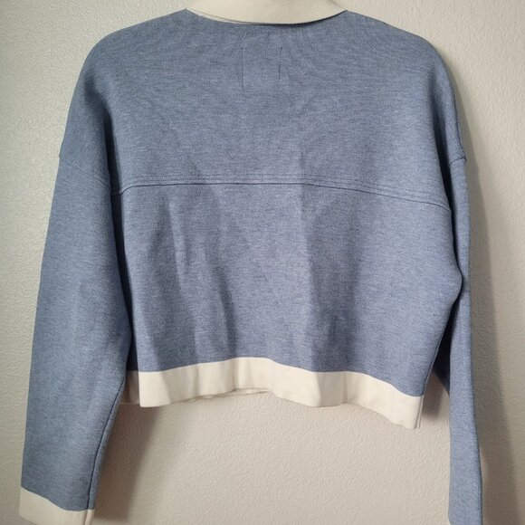 Sandro Polo Collar Knit Top Long Sleeve Contrasting Short Cardigan Top Size 1 - Picture 4 of 11